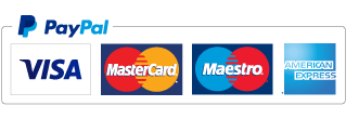 Zahlung mit PayPal, auch mit Visa, Mastercard, Maestro und American Express